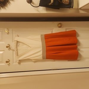Trina Turk Block Dress in Orange, Tan and White Size 8